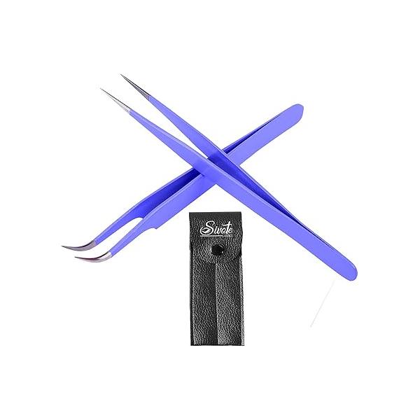 SIVOTE Lash Tweezers for Eyelash Extensions, Pack of 5 Peach - Extension Set with Diamond Grip, Precision Fiber Tip Volume Extensions