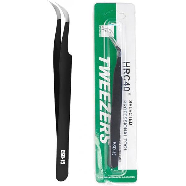 Eyelash Extension Tweezers Stainless Steel Curved Tip for Applications Tools(Pink)