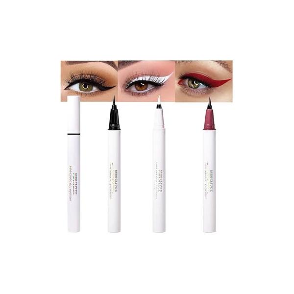 evpct 3Pcs White Red Black Matte Waterproof Colored Eyeliner Liquid Eye Liner Color Set Long Lasiting Colorful lapiz delineador de ojos contra el agua blanco para colores 1+3+9