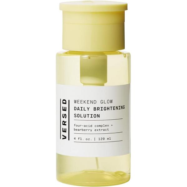 Versed Weekend Glow Daily Brightening AHA Liquid Exfoliant - Exfoliating Treatment with Vitamin C, Azelaic Acid and AHAs Helps Even Skin Tone Post Blemish Spots Vegan (4 fl oz)