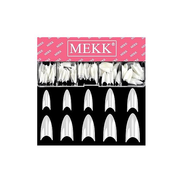 MEKK Brand, 500PCS Ballerina Coffin Nails, Full Cover Long Fake 10 Sizes, Acrylic Nail Tips for Salons & DIY Art