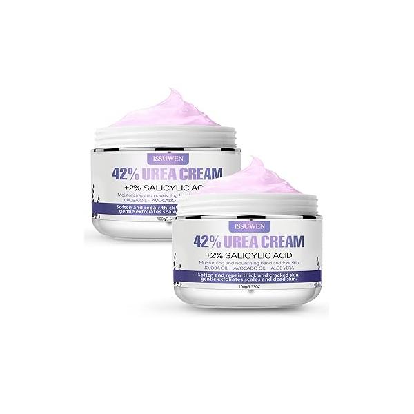 7.06OZ / 2 Pack Urea Cream 42% Plus Salicylic Acid 2%, Foot for Care Cracked Heel Treatment Knees Elbows Hands Repair Treatment, Feet Moisturizer Corn Callus Dead Skin Deep Moisturizes