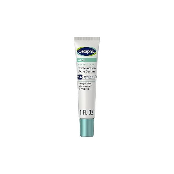 Cetaphil Gentle Clear Triple-Action Acne Treatment Serum with Salicylic Acid, Treats and Prevents Acne, Great for Post-Acne Marks, All Skin Types, 1oz