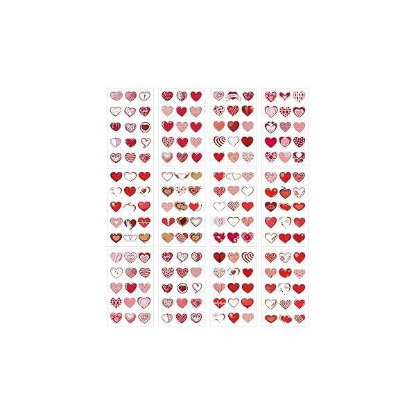 180 PCS Valentines Love Hearts Temporary Tattoos, Red Fake Tattoo Stickers for Kids Girls Women Face Body Valentine's Day Party Decorations Supplies