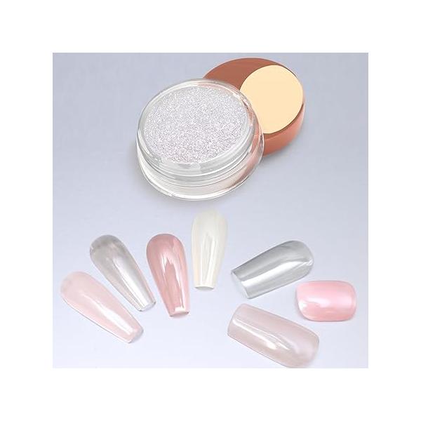 Allstarry Glaze White Chrome Nail Powder Metallic Sheer Donut Effect Aurora Magic Glitter Transparent Glossy Ice Dust for Art Decoration Resin Craft