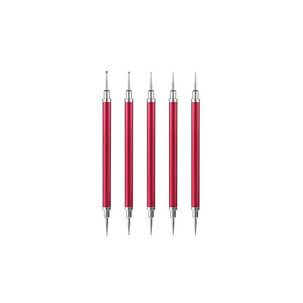 5Pcs Dotting Tools Nail Art Double-Ended Tool Embossing Stylus Manicure Design, Painting, Sculpting & DIY Decorations (Black)