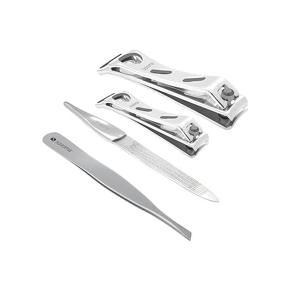 Nail Clipper Set with Fingernail Cleaner for Under Nails, Large Clippers Thick Small Cutters, Tweezers Women Facial Hair, Manicure