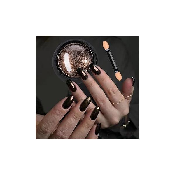 Holographic Mirror Gold Nail Chrome Powder Effect Metallic Dust Sequins UV Gel Pigment for Art Decoration, Nails