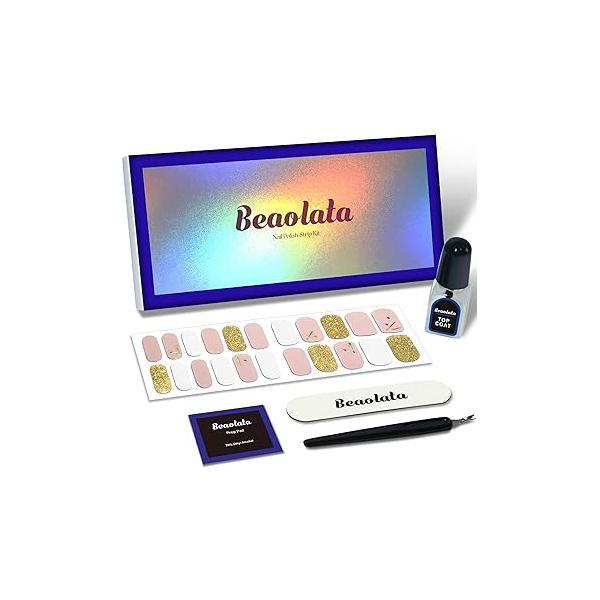 Nail Polish Strips, 44 Wraps, Stickers, Gel Easy Apply& Remove, Long Lasting, Salon Quality (Upside Red&Black&Gold)