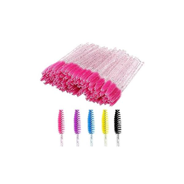 200 PCS Disposable Crystal Eyelash Mascara Brushes Wands for Eye Lash Extension, Eyebrow and Makeup (Black)
