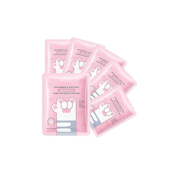 Hand Masks, 6 Pairs Hydrating Exfoliating Peeling Mask, Smooth Masks Moisturizing Gloves Overnight for Dry, Rough, Cracked Hands, Skin Moisturizer Glove Women Men（A