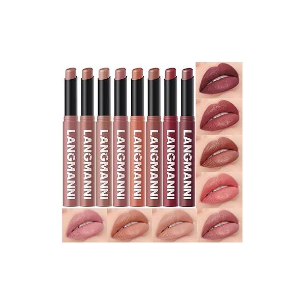 Jolilab 12Pcs Velvet Matte Lipstick Nude Soft Dark Color Stick High Pigmented Long-Lasting Waterproof Lip Balm Beauty Cosmetics Gift for Girls and Women(01#-12#)