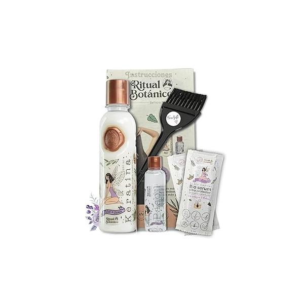 Origen Botanico Keratina Organica 250 ml | Incluye Cepillo Aplicador, Manual de Instrucciones y 2 Bio Serum Ultra Protector Alisado Progresivo Organico Vegano con 12 Aceites Naturales