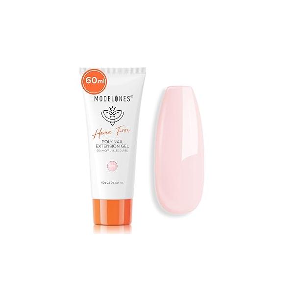 modelones Poly Nail Gel, Hema-Free 60ML Glacial Shimmer Glitter Extension Gel Enhancement Thickening Shiny Builder Overlays Home DIY Salon Use