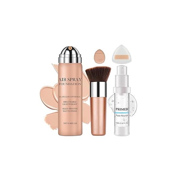 CAHIUYOA AirBrush Spray Foundation Makeup Silky Full Coverage Airbrush Flawless for Mature Skin,Long Lasting Natural Matte Finish Air Brush - 01 Natural/Warm Porcelain