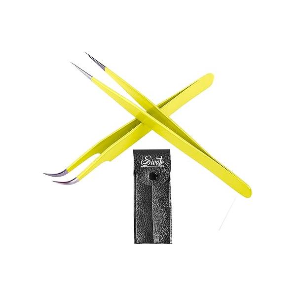 SIVOTE Lash Tweezers for Eyelash Extensions, Pack of 5 Peach - Extension Set with Diamond Grip, Precision Fiber Tip Volume Extensions