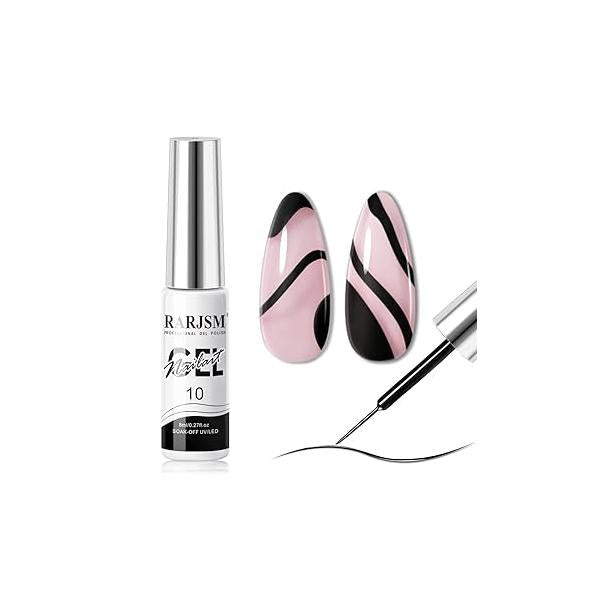 RARJSM Gel Liner Nail Art Silver Glitter Design Polish 1 Bottle 8ml Soak off UV LED Curing Requires Build in Thin Brush Striper GelPolish for Home Salon Diy Manicure Painting Decoration