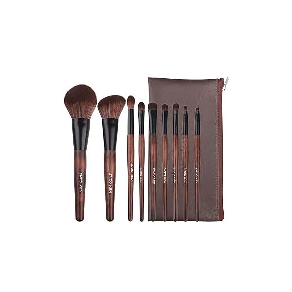 Bamboo Makeup Brushes Set Professional, Sable Brush with Case by Luxury ENZO KEN, Cosmetic Set, Make up Natural Hair Professional.