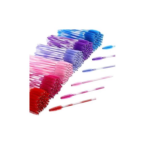 eBoot 300 Pieces Colored Disposable Mascara Wands Eyelash Eye Lash Brush Makeup Applicators Kit (Multicolor Handle, Multicolor Head)