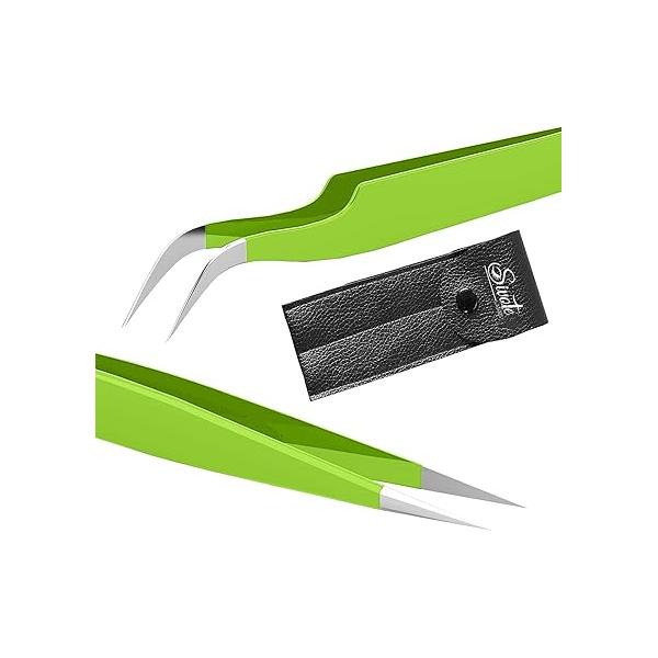 SIVOTE Lash Tweezers for Eyelash Extensions, Pack of 5 Peach - Extension Set with Diamond Grip, Precision Fiber Tip Volume Extensions