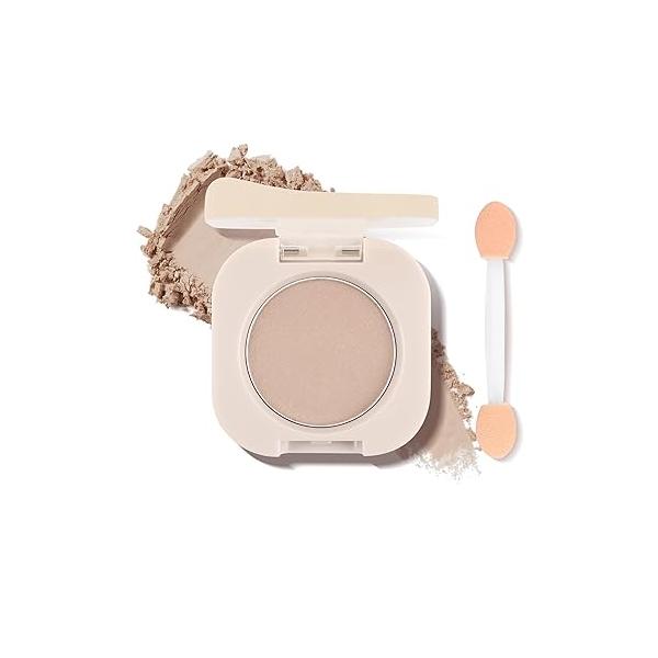 Single Matte Eyeshadow with Brush, Nude Beige Brown Eye-Shadow Palette Makeup Kit, Silky Fine Pressed Eye Shadow Powder Lightweight & Ultra-Blendable Formula for Daily Natural Make-Up (#06)