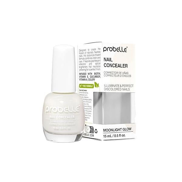 Probelle Illuminating Nail Concealer, Sheer Long Lasting Brightening Polish for yellowing discolored nails, perfect finish damaged nails with imperfections, Vegan, Gluten Free, Lilac Glow