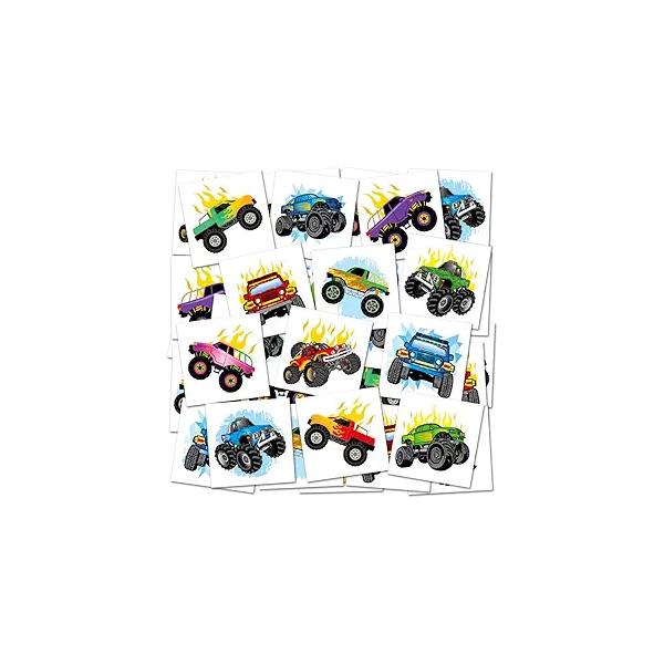 ArtCreativity 2 Inch Monster Truck Temporary Tattoos for Kids - Pack of 144 Non Toxic Tats Stickers Boys and Girls Cool Birthday Party Favors, Goody Bag Fillers, Fun Prizes Children