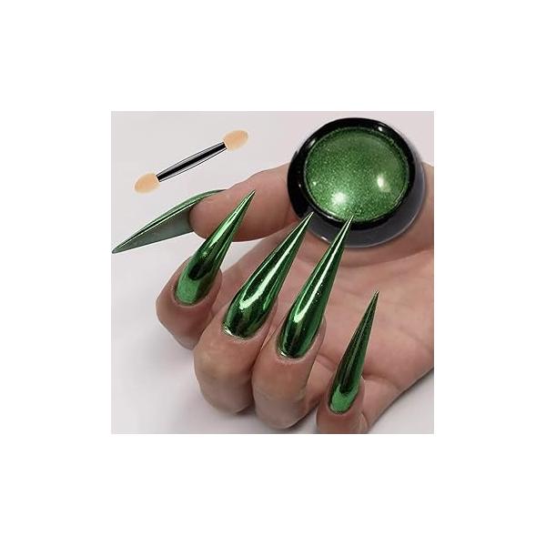 Holographic Mirror Gold Nail Chrome Powder Effect Metallic Dust Sequins UV Gel Pigment for Art Decoration, Nails