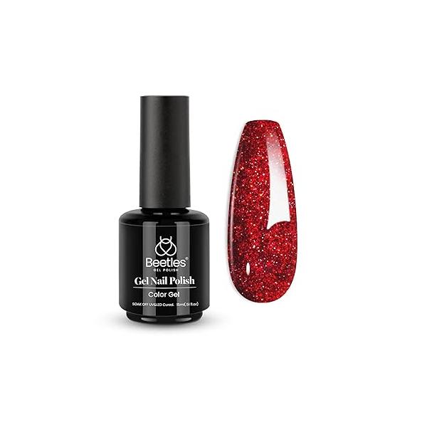 Beetles Wine Red Gel Nail Polish Glitter Shimmer 1Pcs 0.5Oz 15ml Soak Off UV LED Lamp Art Manicure Salon DIY Home Design Decoration