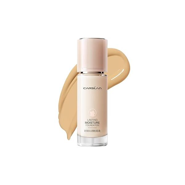 Lasting Moisture Foundation, 24H Longlasting Medium Coverage Dewy Finish Face Makeup, Poreless, Lightweight, Hydrating Liquid Foundation For Dry Skin, M02