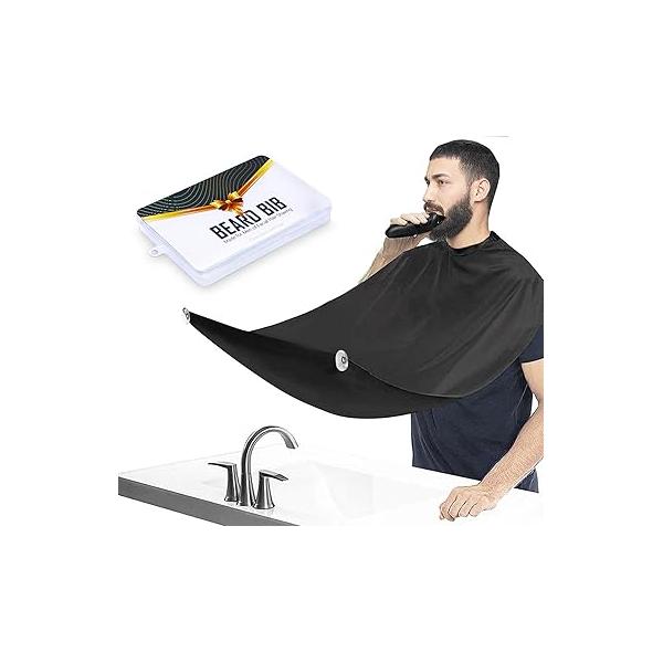 Beard Bib and Apron Catcher for Men Shaving Trimming, Non-Stick Cape Grooming Cloth, Valentine's Day Gifts