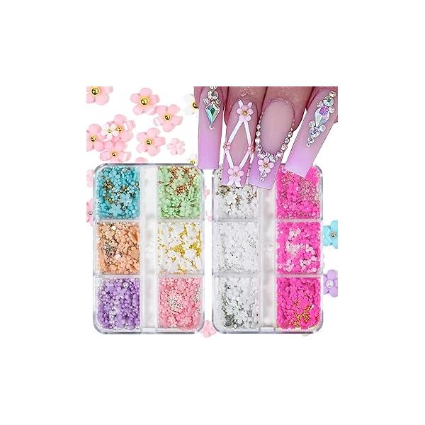 6 Boxes Nail Art Beads Metal Balls For Gold Silver Rose Steel Caviar Bubble DIY Crafts Decoration