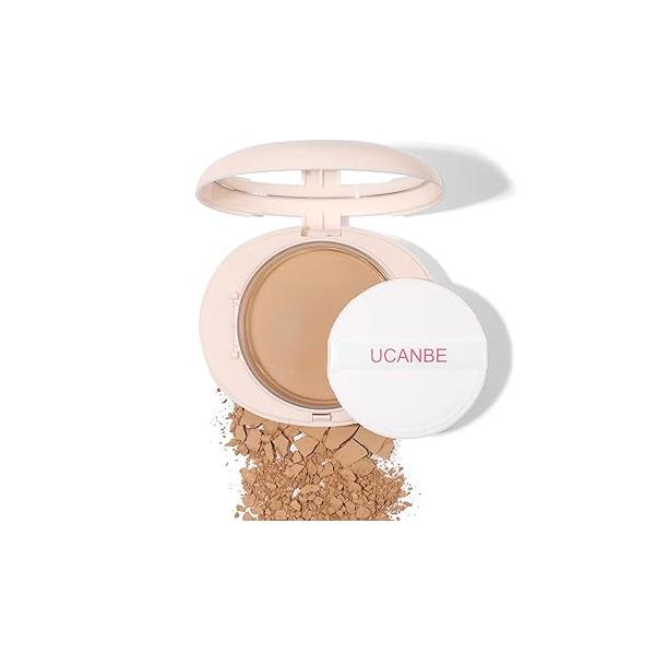 UCANBE 2-in-1 Pressed Face Powder & Foundation Makeup, Matte Oil Control Flawless Setting Powder, Korean Makeup,Waterproof Long Lasting Finishing (Fair)