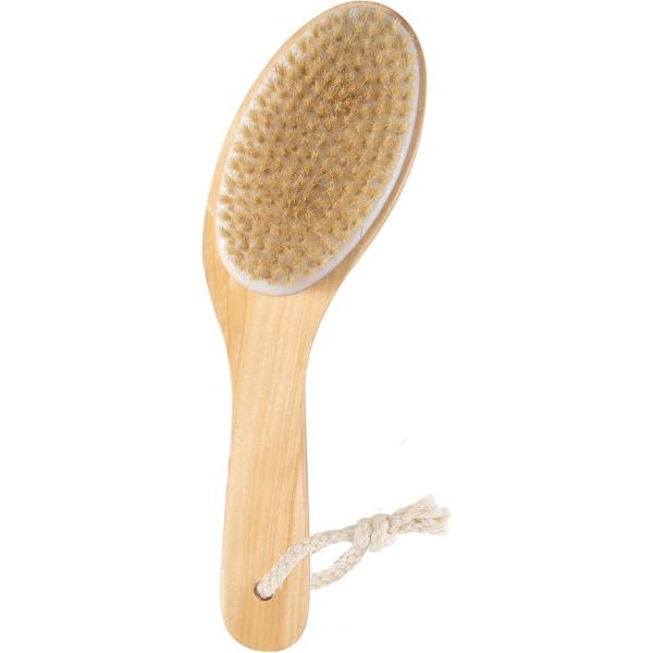 Bamboo Curved Long Handle Dry Brushes, Body Brush for Skin, Blood Circulation, Cellulite Treatment，Wet and Suitable All Kinds of Skin with Soft Stiff Bristles