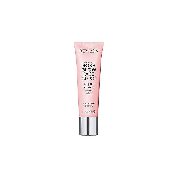 Revlon PhotoReady Face Gloss Rose Glow Primer, Makeup for All Skin Types, Hydrates, Illuminates & Moisturizes, Infused with Glycerin Olive Oil Extract, 80% Water, 1 Fl Oz