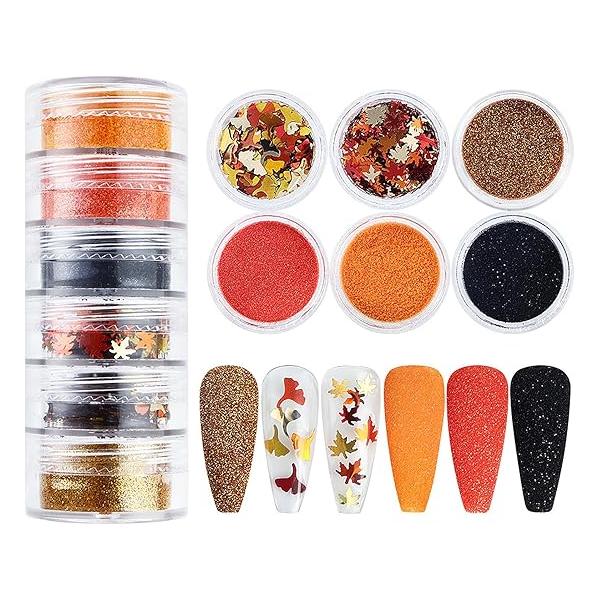 6Pcs Maple Leaf Nail Art Glitter Sequins for Design Flakes Charms Holographic Laser Autumn Women Thanksgiving Acrylic Nails Decor
