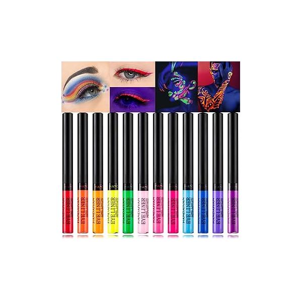 15 Colorful Eyeliner Pen Set, Eye Shadow Pencil, Pearl Kit Metallic Glitter Colored liner for Women Eye&Lip Liner Professional Waterproof Makeup