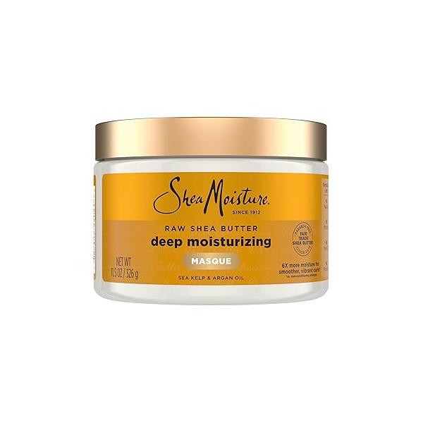 SheaMoisture Raw Shea Butter Deep Moisturizing Hair Masque, 11.5 fl oz - Conditioner for Curly to Moisturize and Renew, Sustainable, Organic, Cruelty-Free