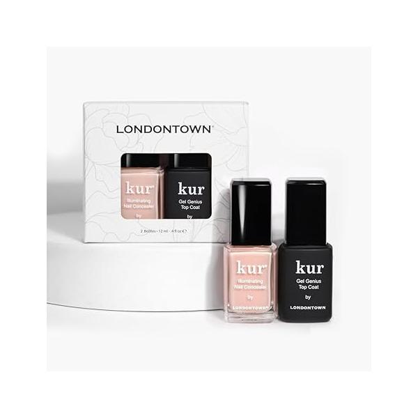 LONDONTOWN kur Nail Conceal & Go Duo Set, Includes Illuminating Concealer Gel Genius Top Coat, 2 Piece 0.4 Fl Oz