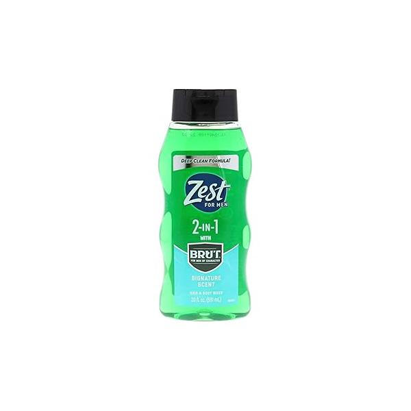 Zest Mens 2-in-1 Body Wash - for Men Cleanses Hair and Refreshing Scent Hydrating Soap Ideal All Skin Types 20 oz