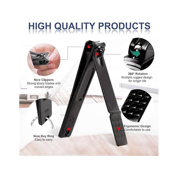 Manicure Pedicure Kit Nail Clippers Set 18 in 1 High Precision Stainless Steel Cutter File Sharp Scissors for Men & Women Fingernails Toenails Vibrissac with Stylish Case (Yellow_18in1)