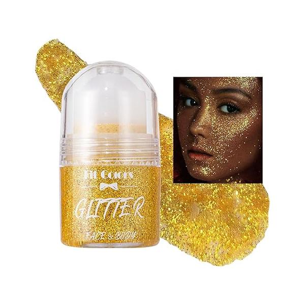 Roll-on Body Glitter Gel, Mardi Gras Mermaid Sequins Holographic Face Paint， Hair Gel Festival Accessories,Rave Party &Halloween Makeup for Women (#03)