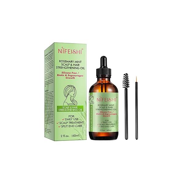 Bieyoc Rosemary Essential Oil for Hair Growth, & Skin Care - Strengthens Hair, Stimulates 2.02 Fl Oz