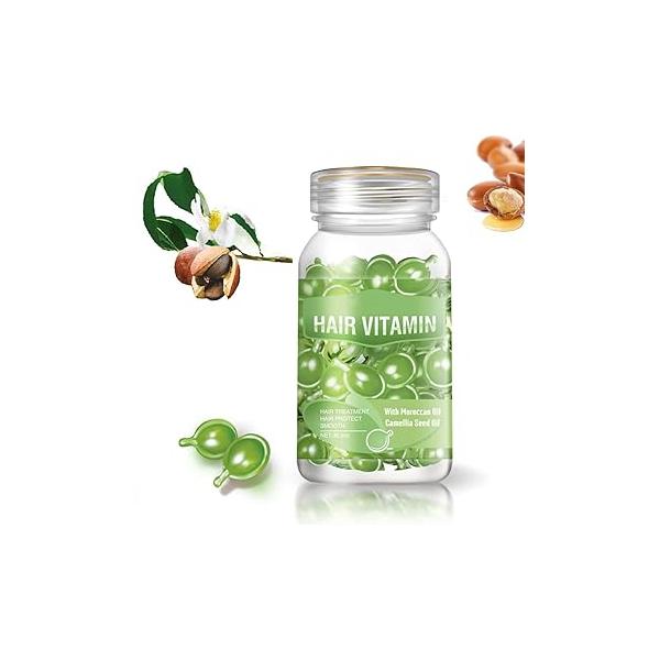 GOWWIM Hair Vitamin Serum Capsules - Argan, Macadamia, Avocado Oil Complex for Smooth, Silky Growth and Repair, 30 PCS