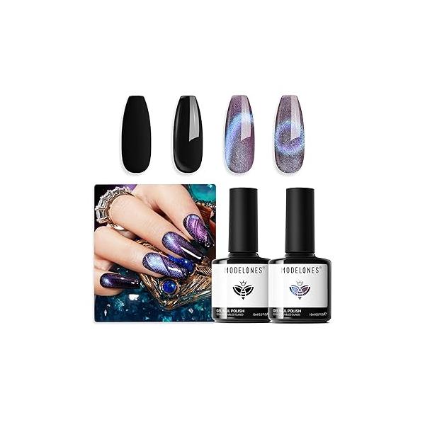 Modelones Gel Nail Polish Set, 2 Pcs 15 ML Black and White Soak Off LED Pastel Summer Nails Art Manicure Home DIY Gift For Women Girl