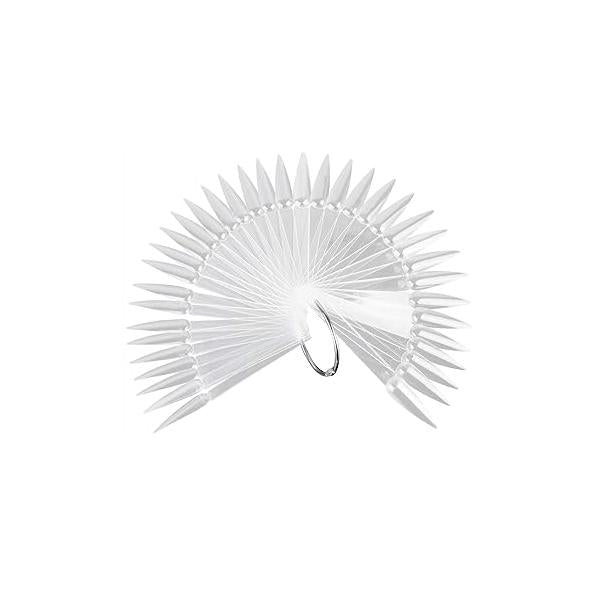 160Pcs Nail Swatch Sticks Stiletto Sample Clear Color Display Swatches with Metal Rings