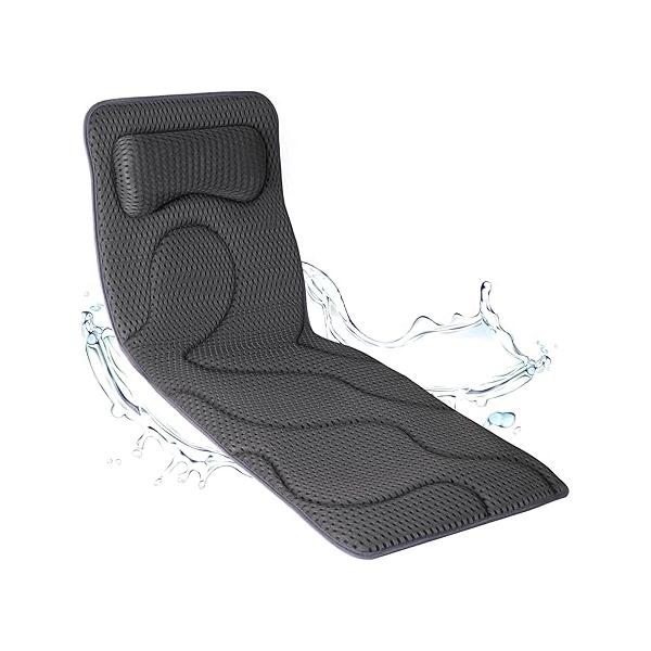 Full Body Bath Pillow for Tub - Luxury Bathtub Back, Head and Neck Support, Quick Dry Cushion, 168 Suction Cups, Accessories Gift