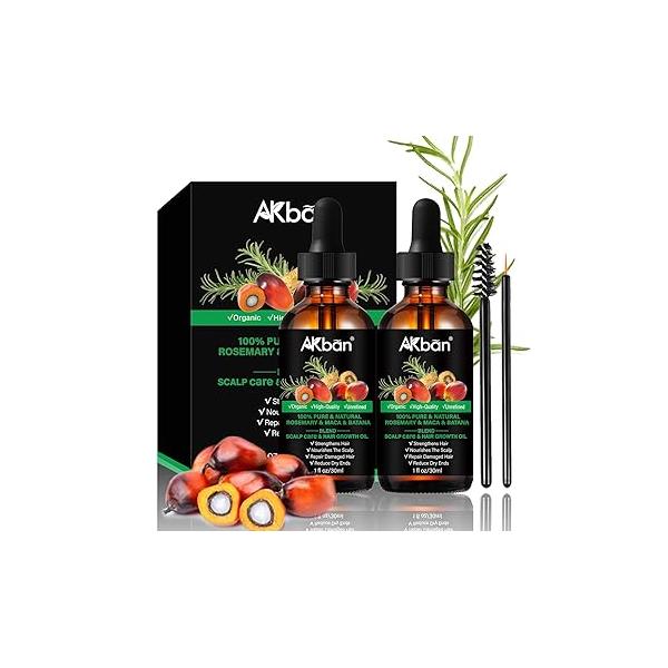 Batana Oil for Hair Growth, with Rosemary Maca Argan Jojoba Oil, Promotes Thickness, Nourish Scalp and All Tapes | Glass Bottle Dropper 1fl oz + 1 fl