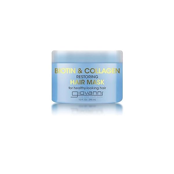 GIOVANNI Biotin & Collagen Hair Mask - Deeply Conditions, Detangles, Helps Rebond Split Ends, For All Types, Moisturizing, Create Shine Manageability, Cruelty-Free, Salon-Quality 10 Oz