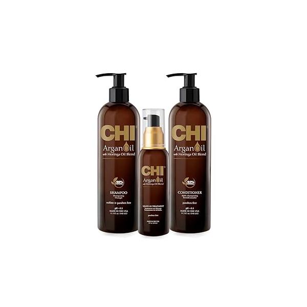 CHI Argan Oil plus Moringa Luxe Trio Kit with Shampoo, Conditioner and (Set of 3), 11 fl. oz.